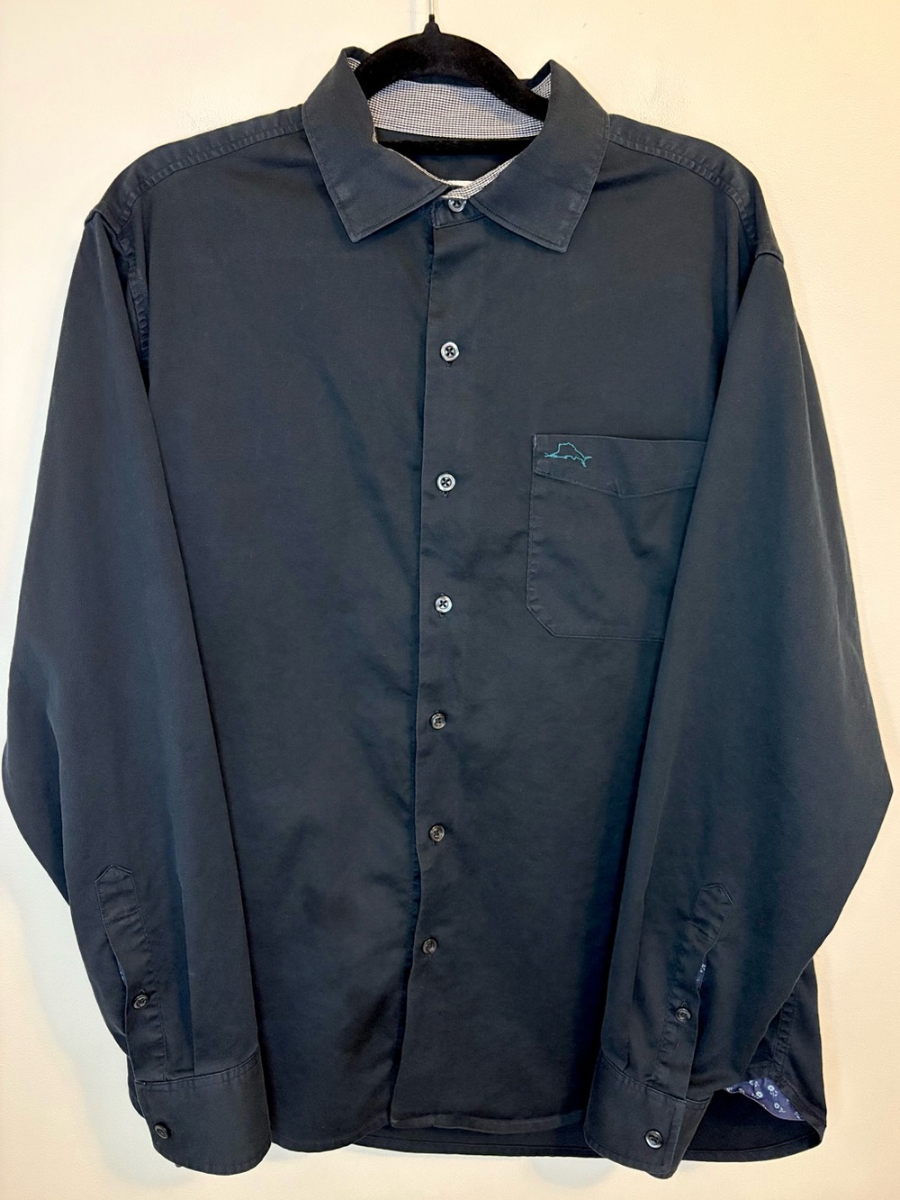 Tommy Bahama Silk Blend Button Front Shirt Black Small